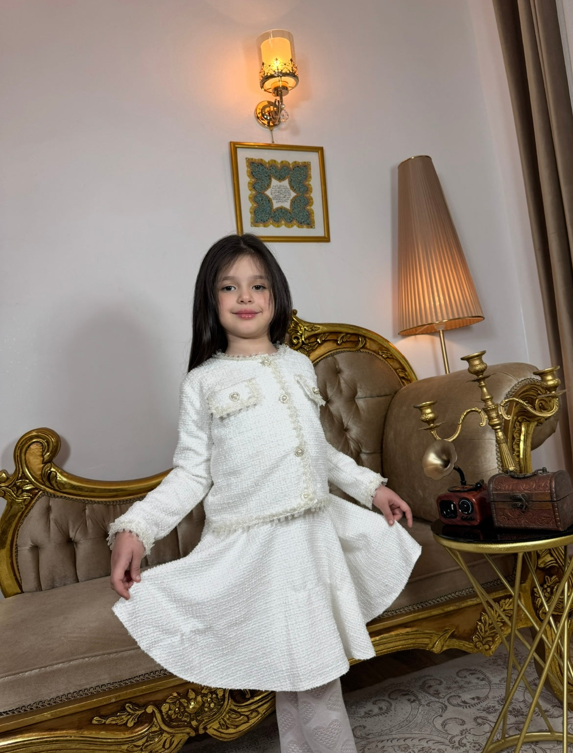 Ensemble de Fête en Tweed à Franges