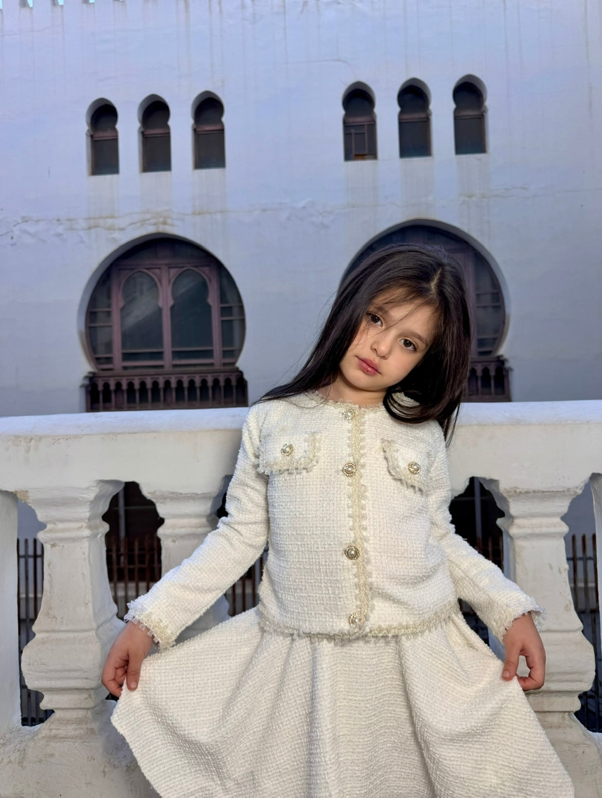 Ensemble de Fête en Tweed à Franges